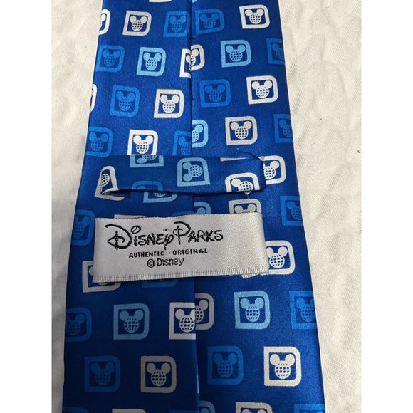 Disney Parks Blue Mickey Mouse Walt Disney World Logo Men's Silk Neck Tie - Picture 3 of 6
